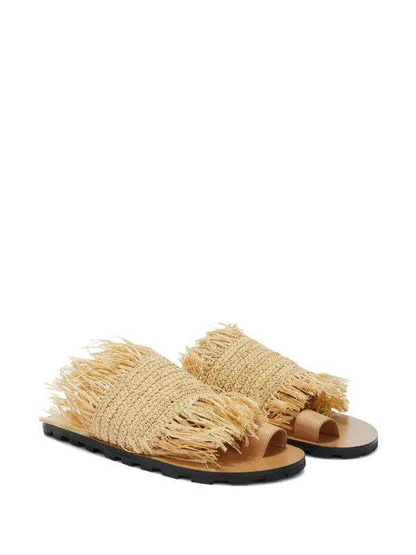 Jil Sander Flat Straw Sandals | Neutrals | FARFETCH