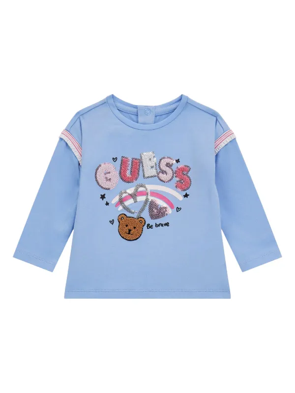 Guess Kids logo print T shirt Blue FARFETCH PH