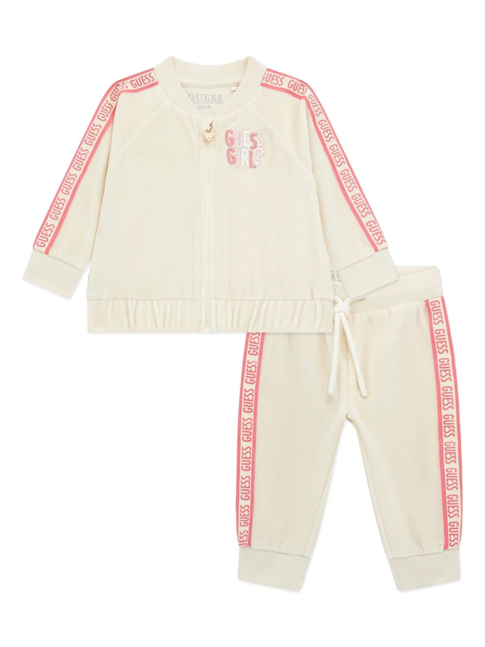 guess kids logo-stripe tracksuit - White