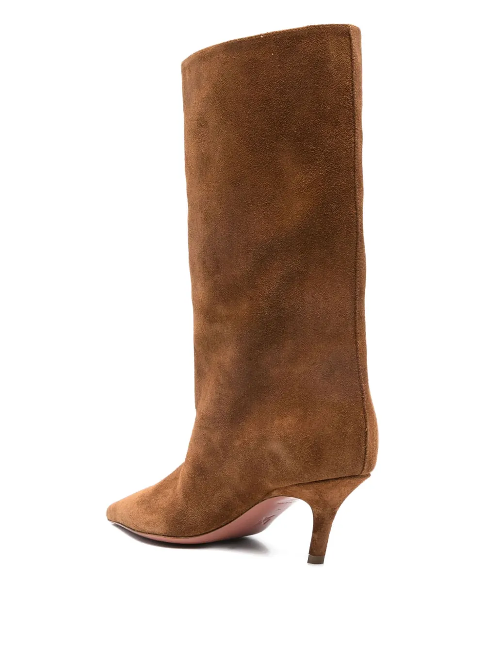 Amina Muaddi 60 mm Fiona suède knielaarzen met puntige neus Bruin