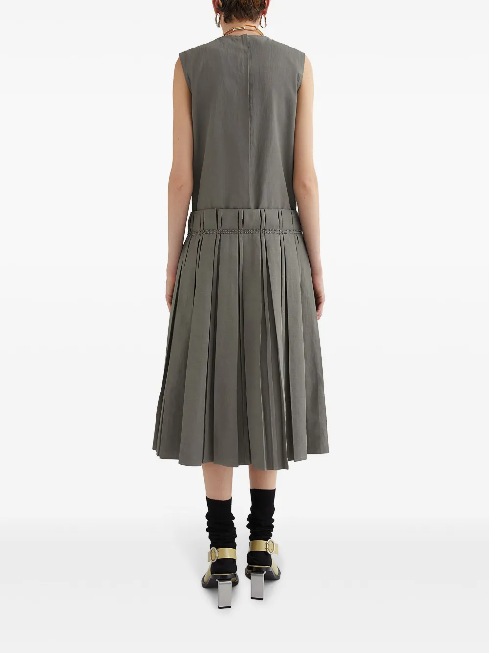 Jil Sander Geplooide midi-jurk Grijs