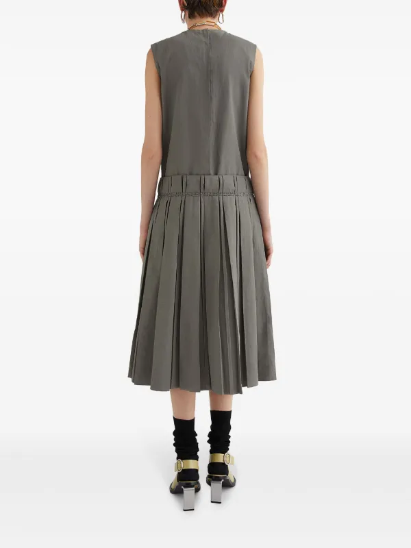 ワンピース JIL SANDER GRAY DRESS IN WOOL WITH CROSSOVER DETAIL Vintage JIL SANDER Grey Shirt Dress // Military Minimalist