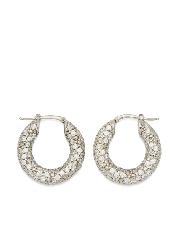 Jil Sander クリスタル フープピアス | シルバートーン
