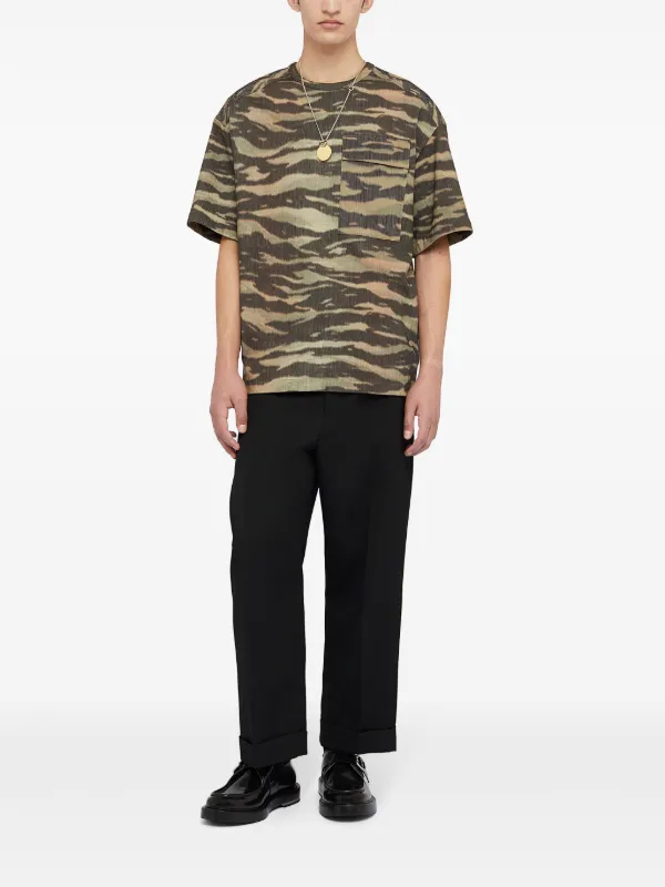 ◆JIL SANDER◆ グリーン プリントTシャツ コットン JIL SANDER(ジルサンダー) 23SS V-neck T-shirt Vネック Tシャツ