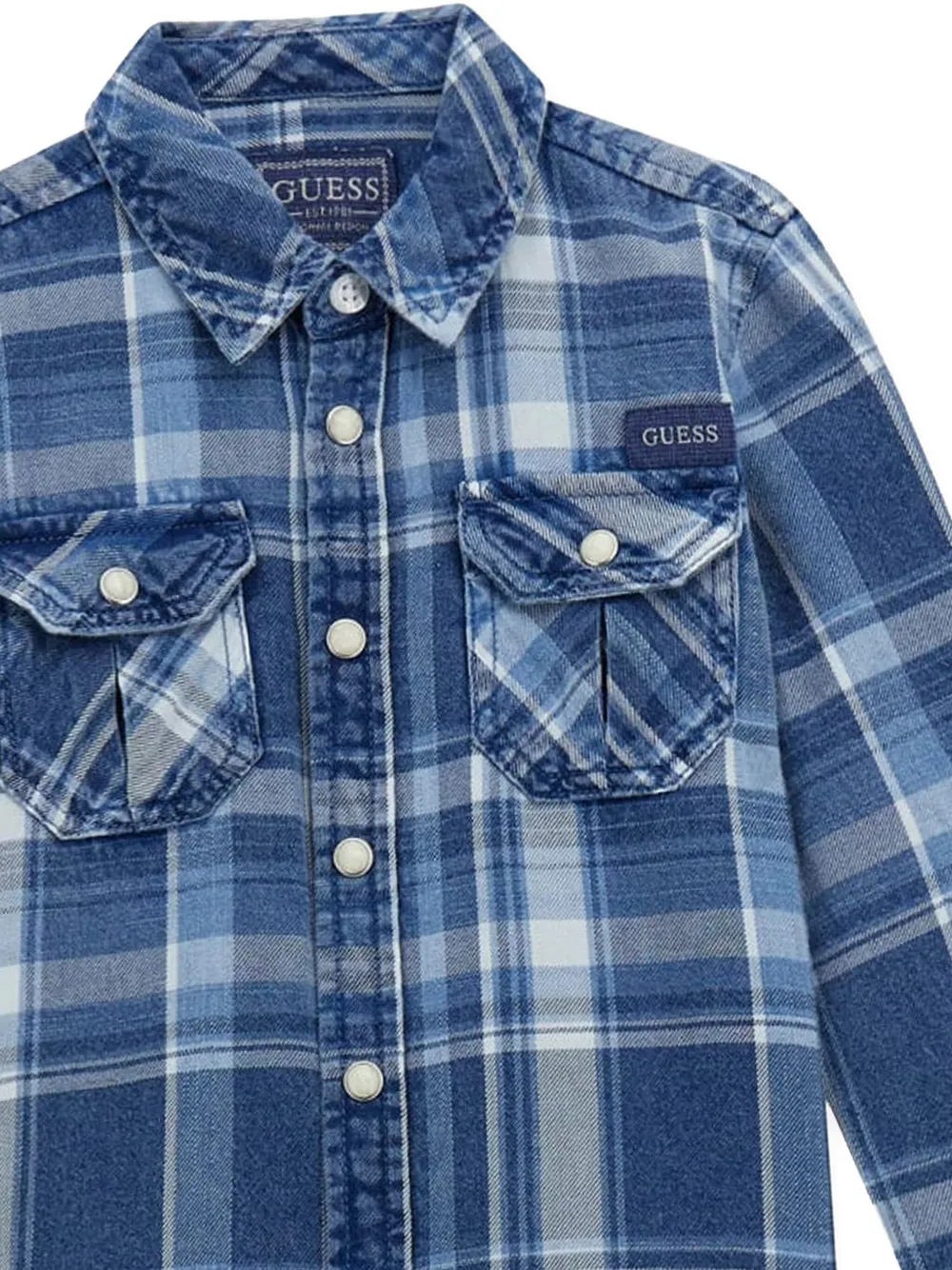 guess kids Geruit shirt Blauw