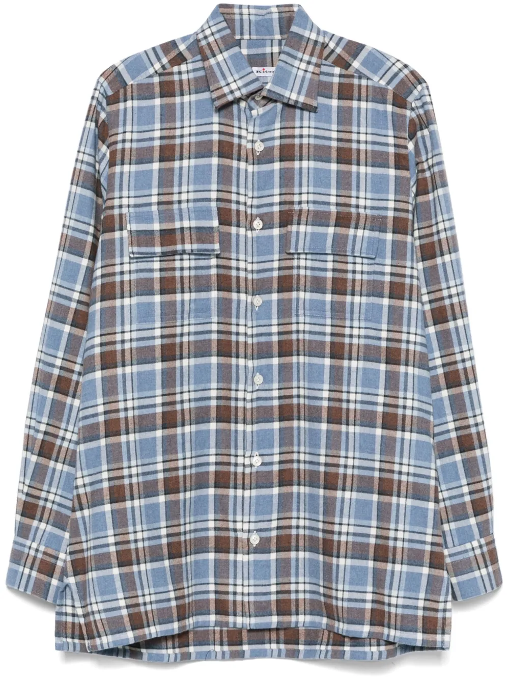 Kiton Flanellen overhemd Blauw