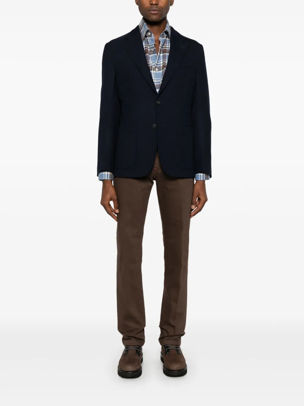 Kiton Flanellen overhemd - Blauw