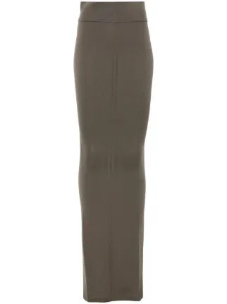 大人気! RICK OWENS Pillar ロングスカート バックスリット 無地 Rick Owens DRKSHDW Pull On Pillar マキシスカート | グレー