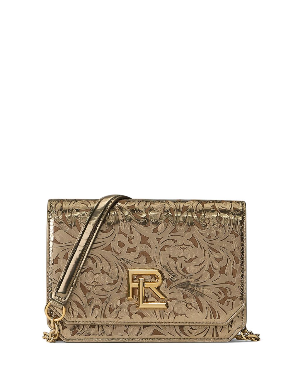 Ralph Lauren Mini Rl 888 Tooled Crossbody Bag In Gold