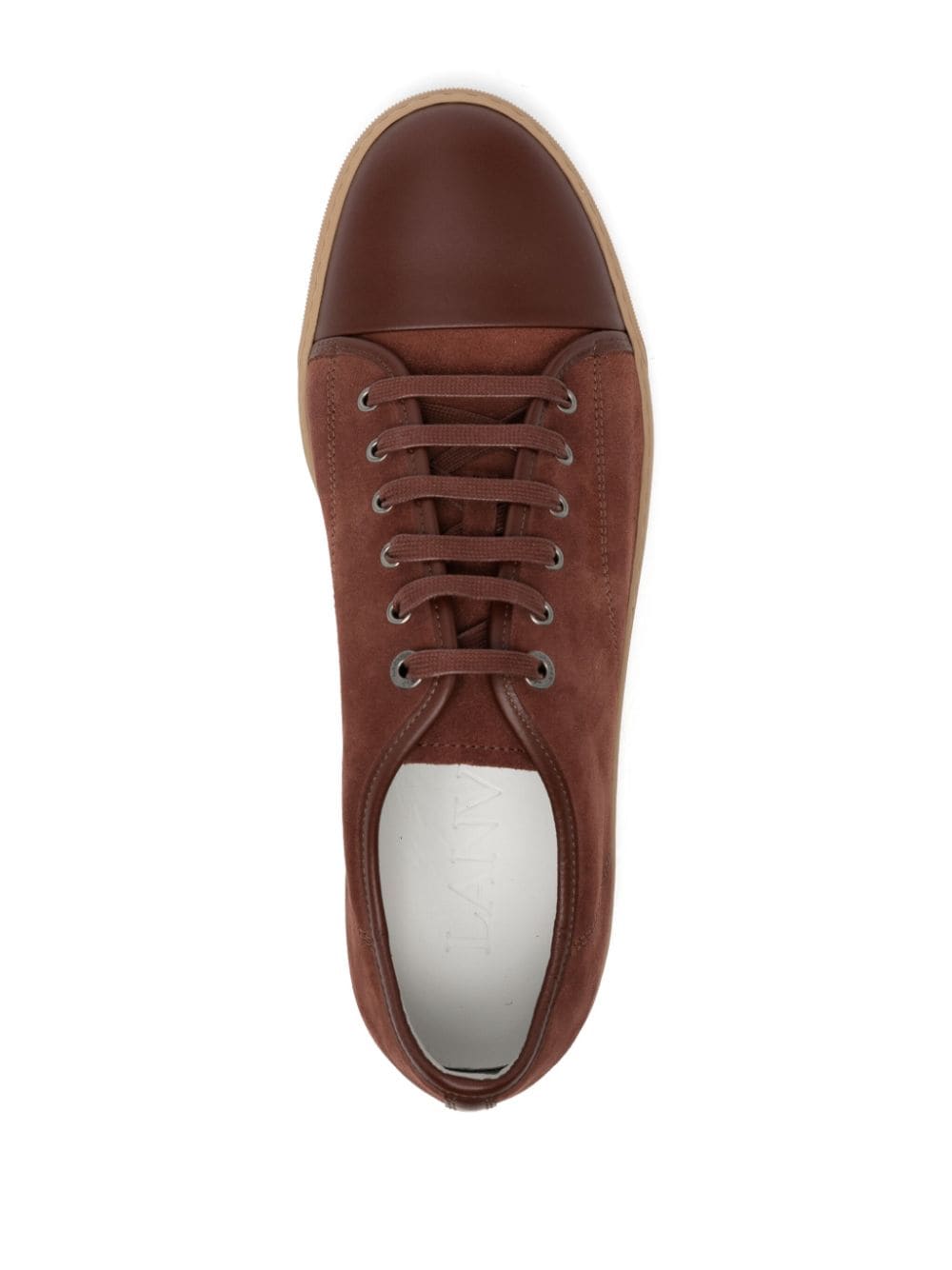 Lanvin Dbb1 leren en suède sneakers Bruin