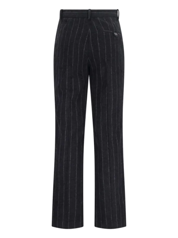 Mcqueen Tailored Black Pinstripe Pants With Ironed Pleats