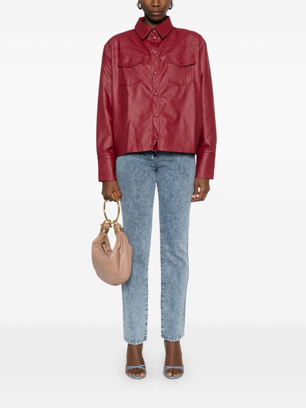 Ana Radu faux-leather shirt - Red