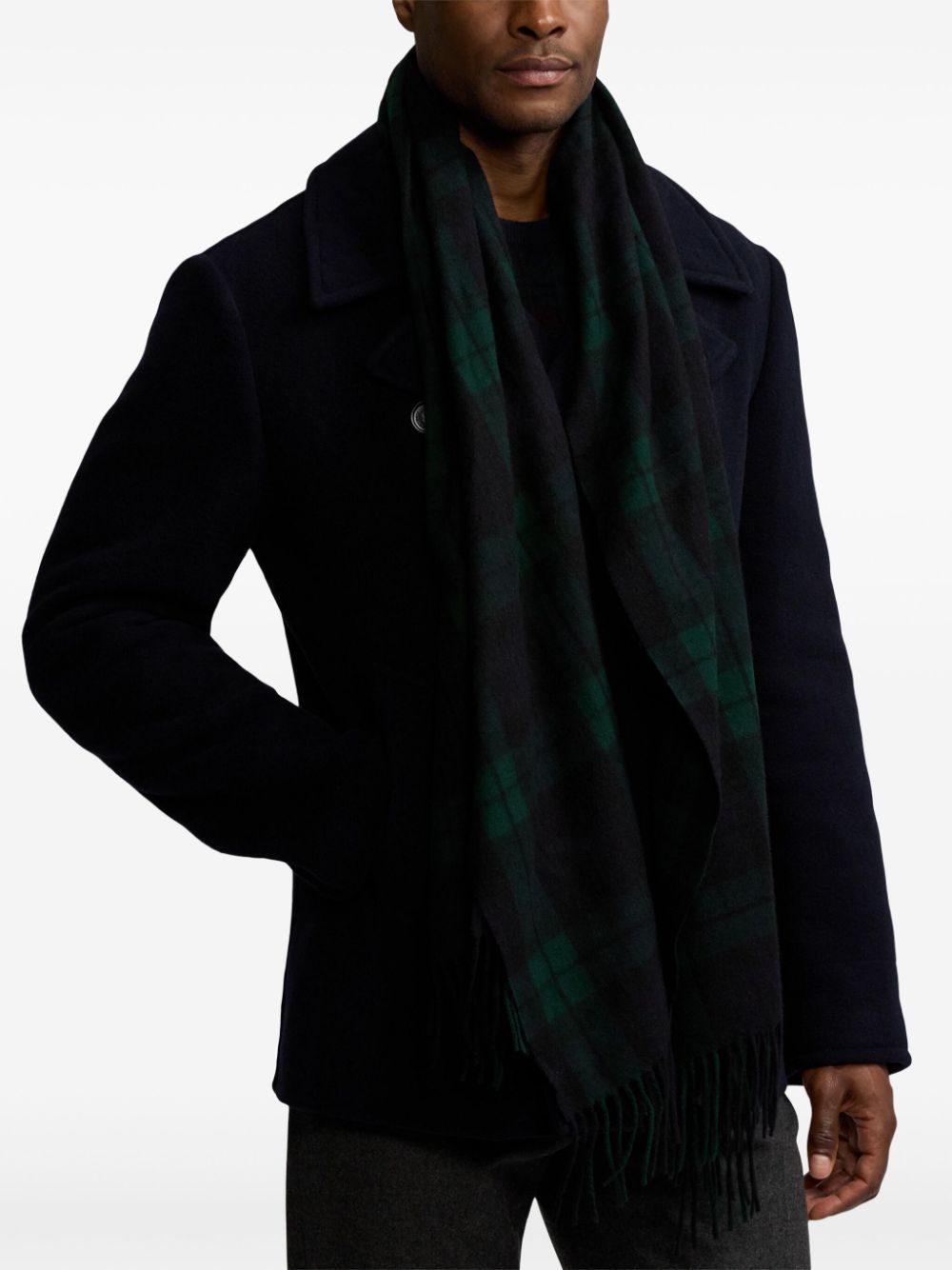 Shop Ralph Lauren Purple Label Tartan Cashmere Scarf In Green