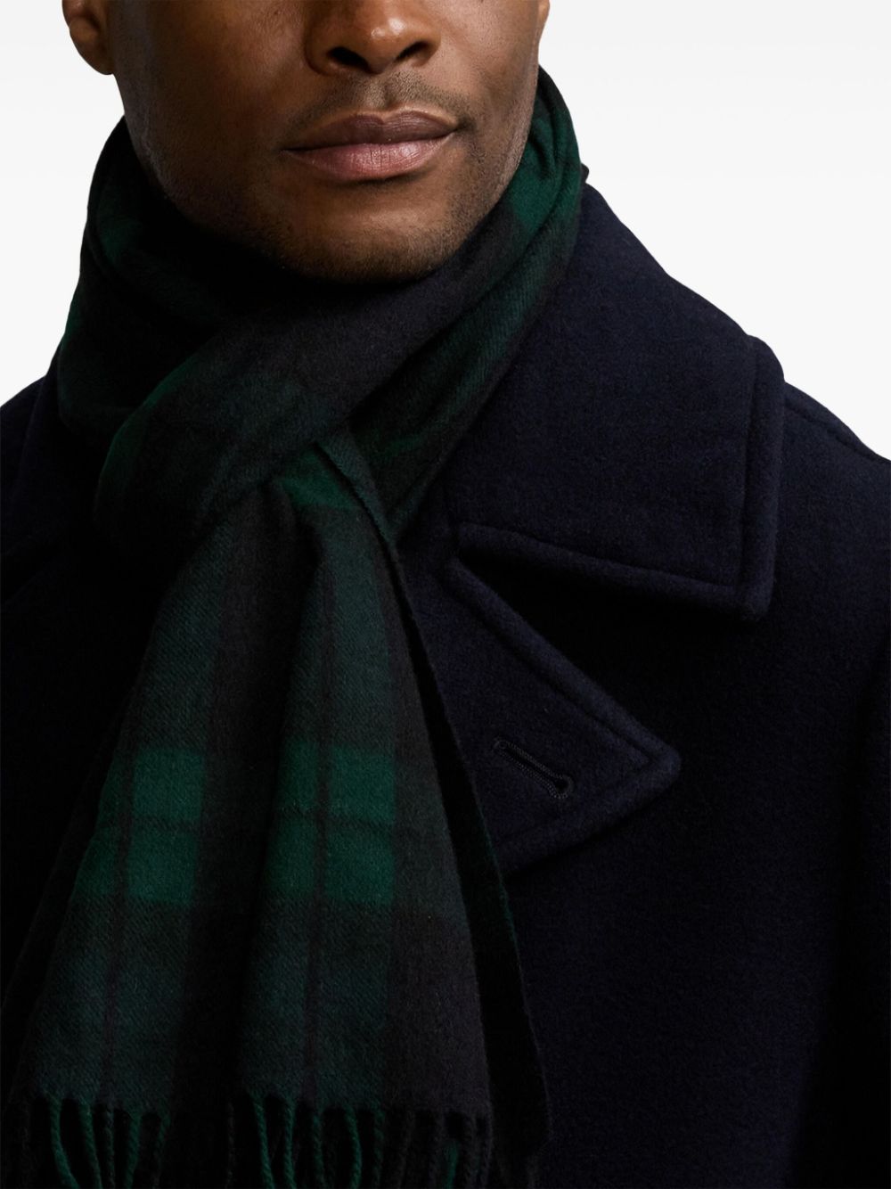 Shop Ralph Lauren Purple Label Tartan Cashmere Scarf In Green