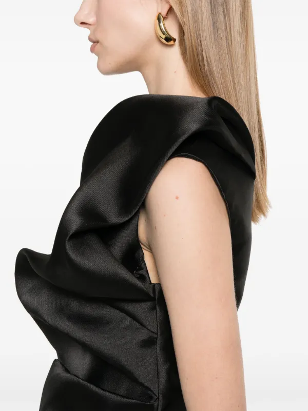 Marques' Almeida Satin Draped Mini Dress - Black