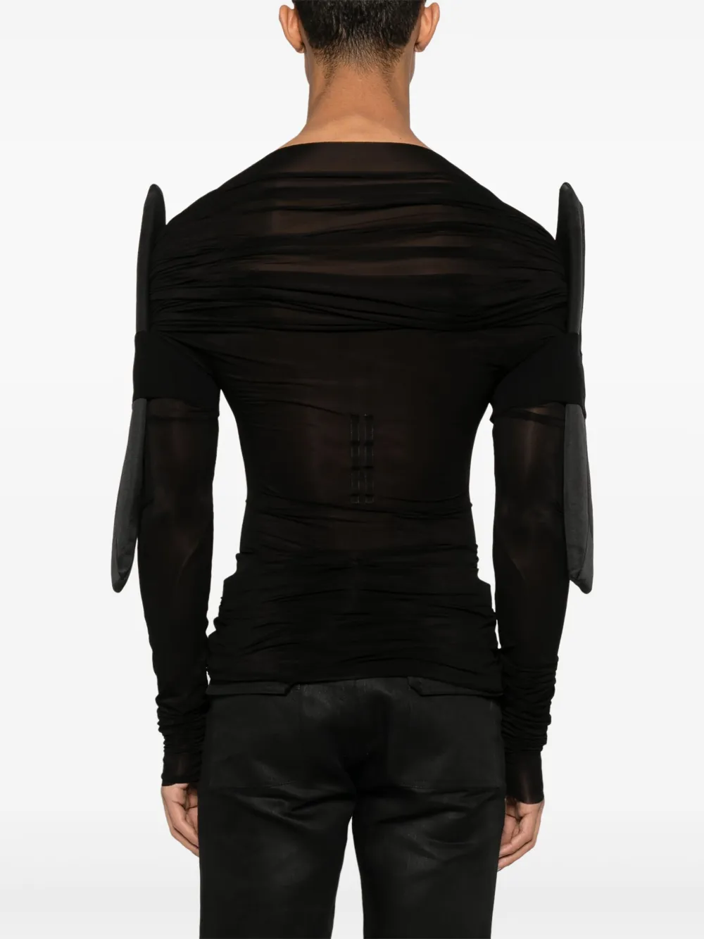 Rick Owens T-shirt met gedrapeerd detail 0909 BLACKBLACK