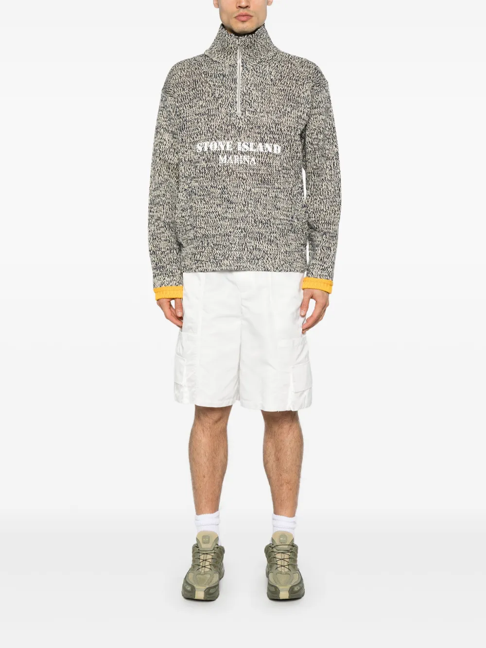 Stone Island Trui met geverfd logo - Blauw