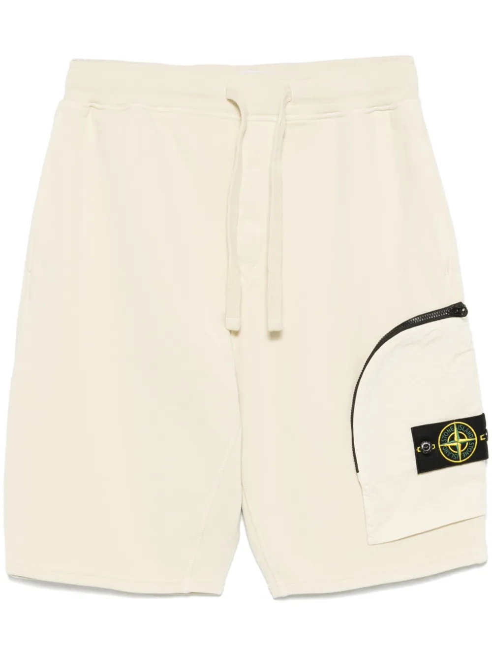 Stone Island Katoenen fleece trainingsshorts Beige