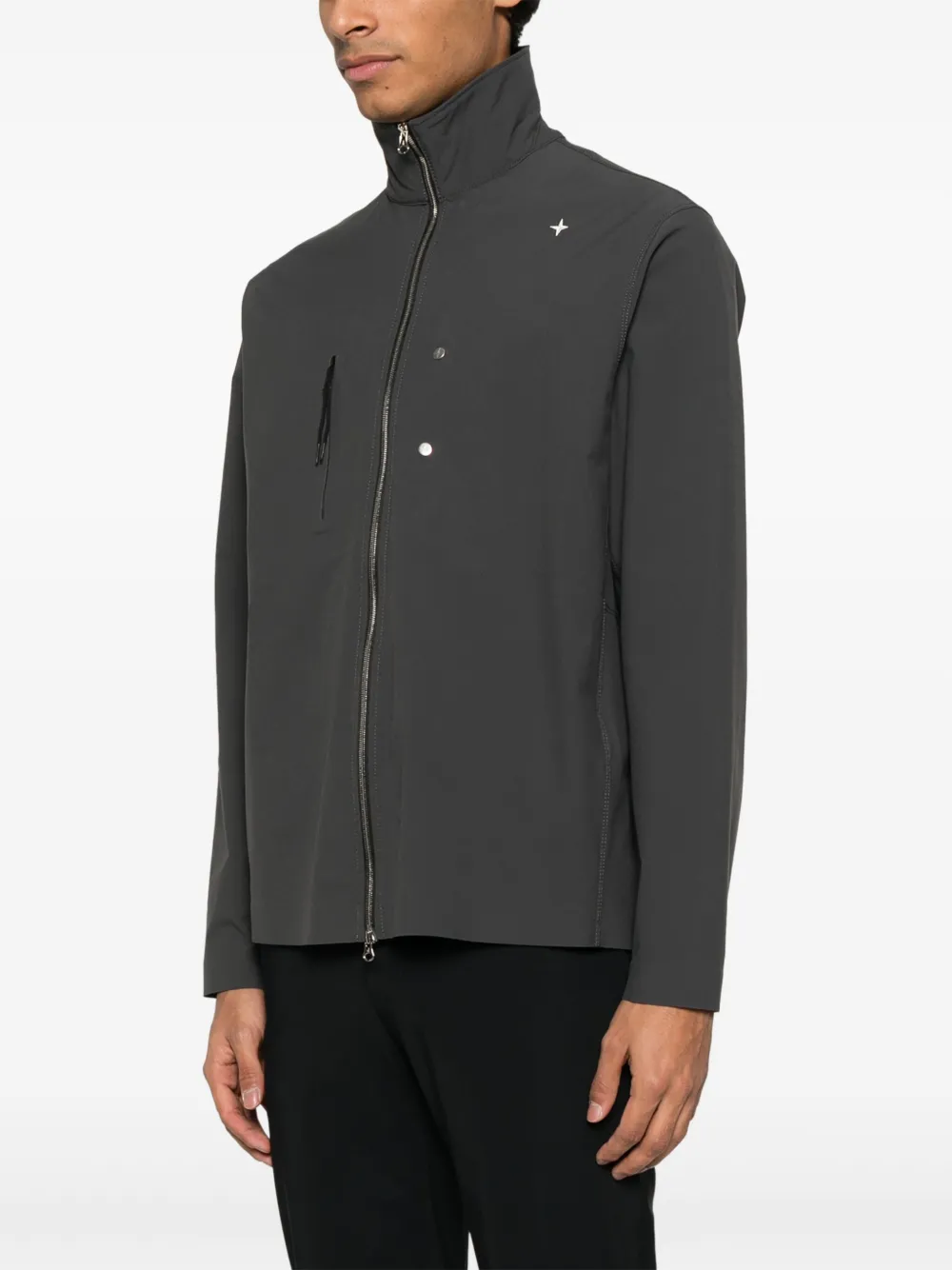 Stone Island Shirtjack met geborduurd logo Grijs