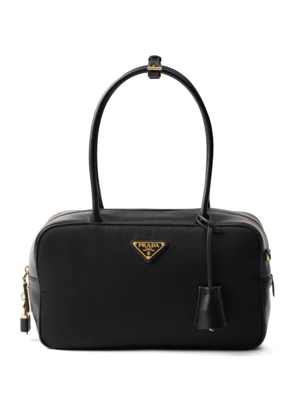 Prada Mittelgroße Tote Bag Aus Re-Nylon Und Leder | Schwarz
