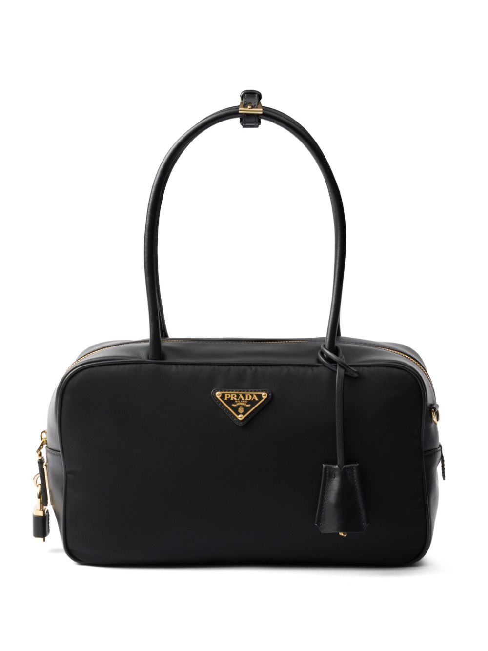 PRADA MEDIUM RE-NYLON AND LEATHER TOTE BAG