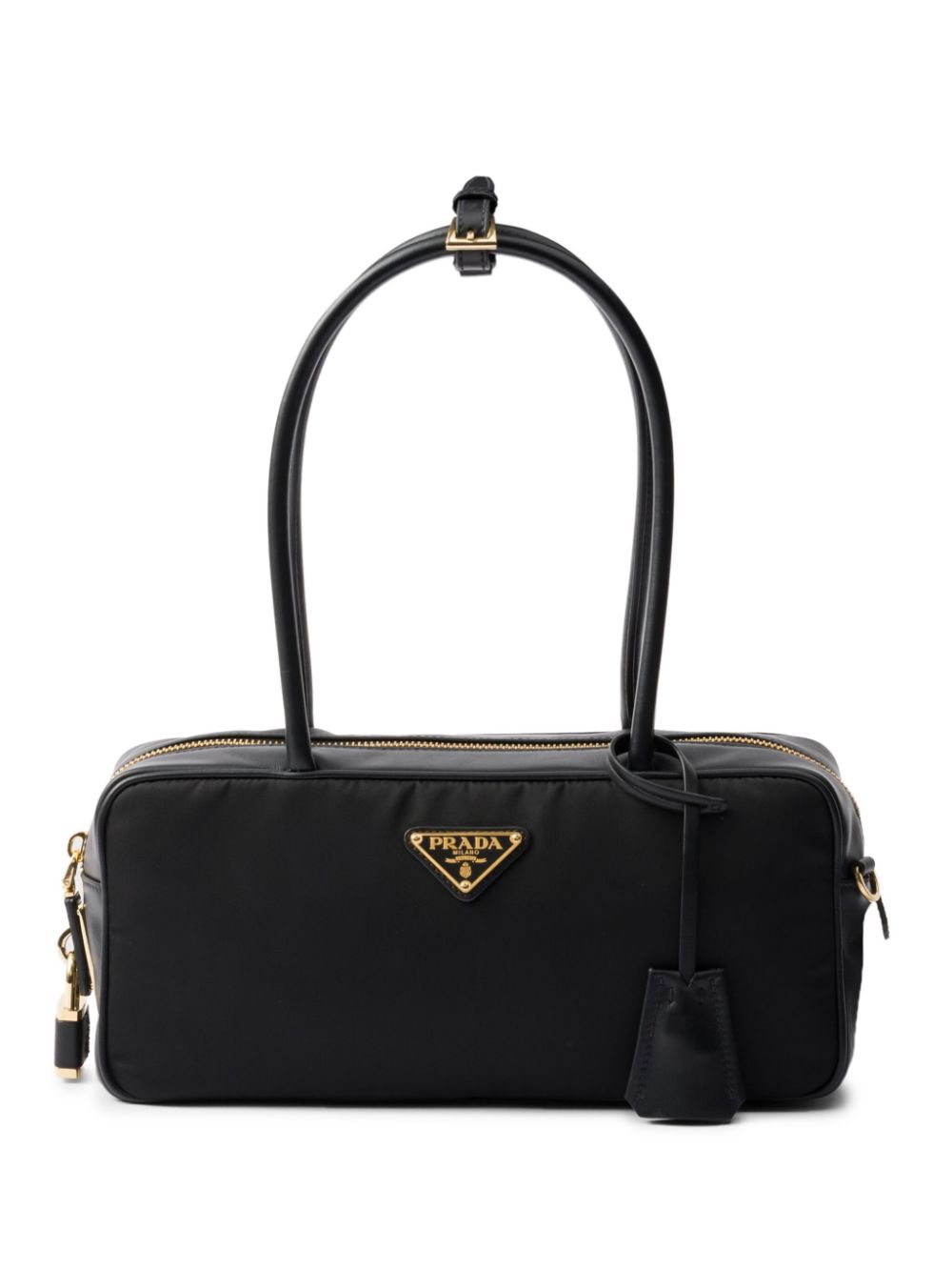 Prada Re-Nylon en leren kleine shopper Zwart