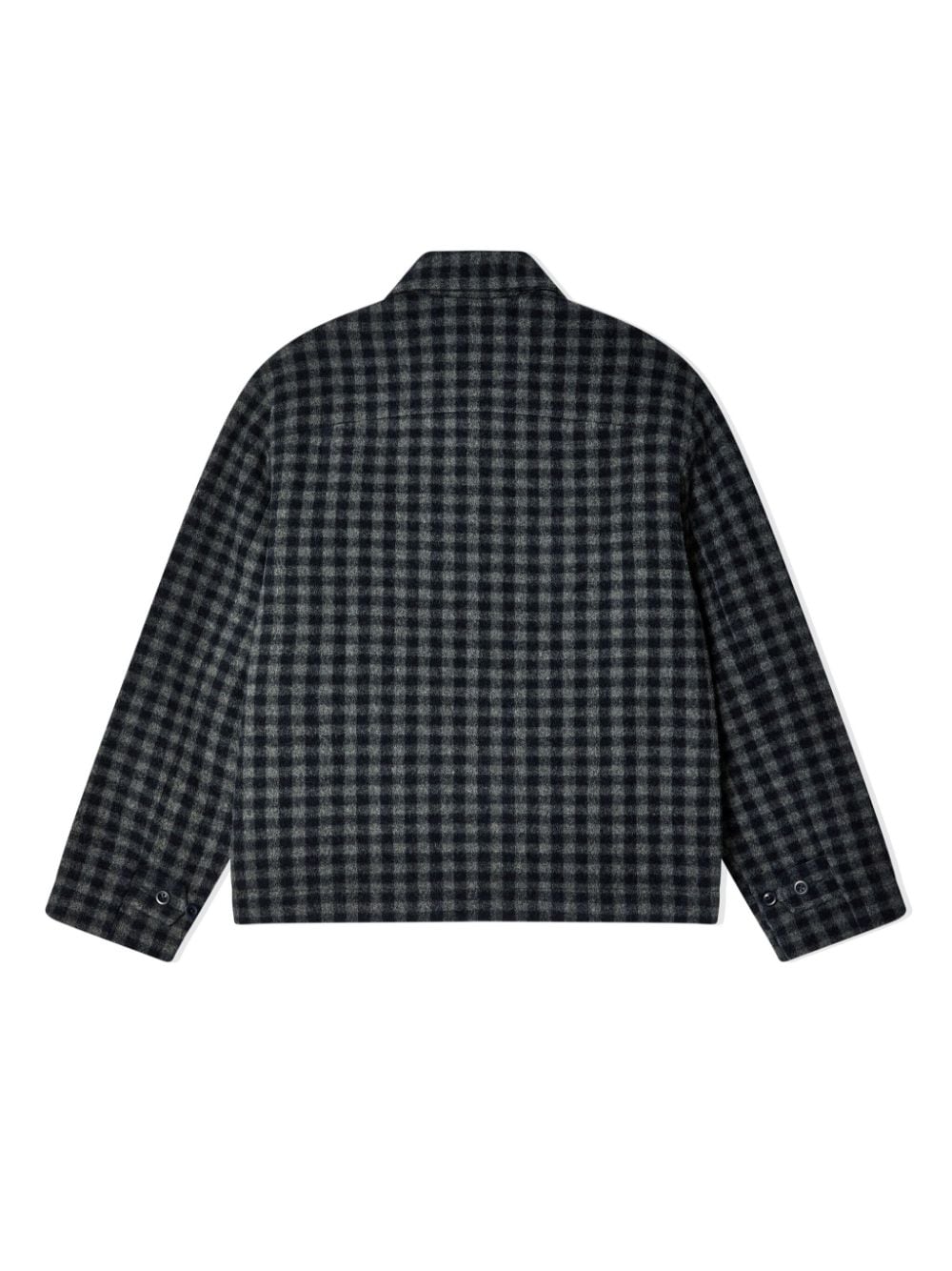 Evan Kinori zipped checked jacket - Blauw