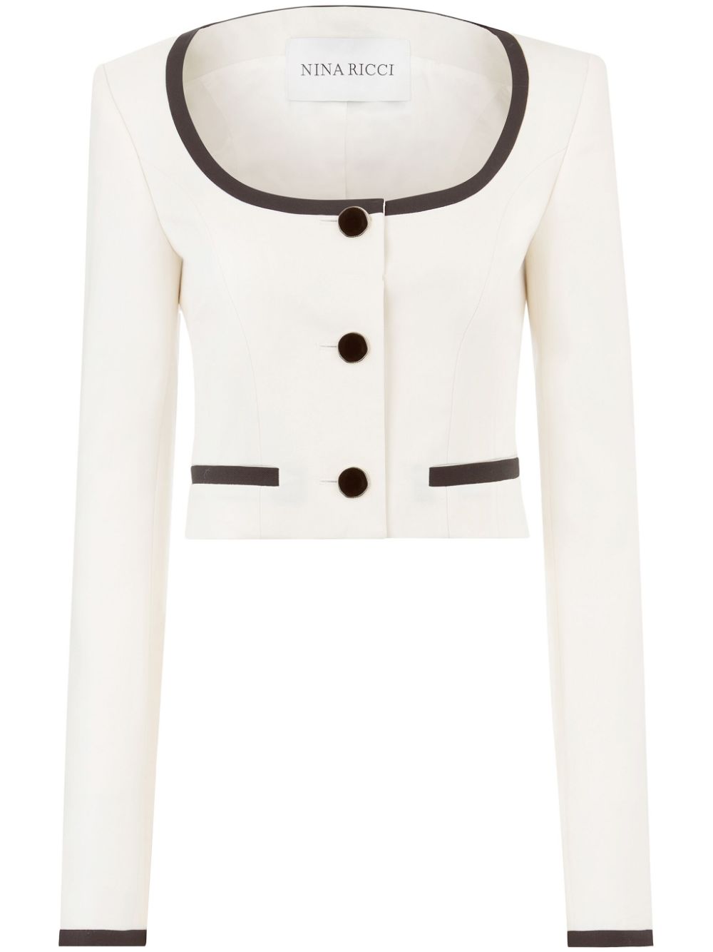 round-neck two-tone crop jacket