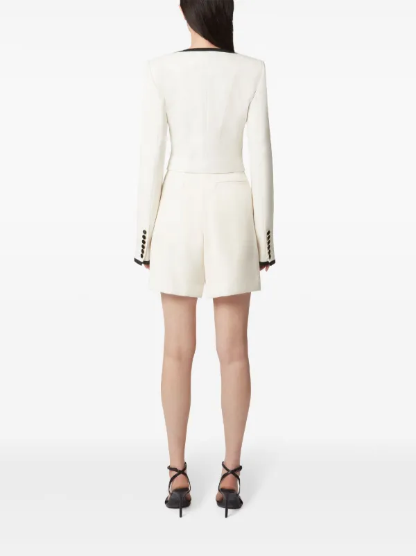 【Nina Ricci】 Croppedコットンブレンドツイードジャケット Nina Ricci round-neck two-tone Crop Jacket | White | FARFETCH UK