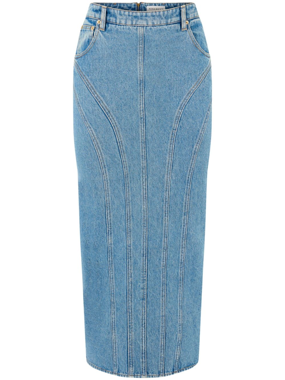 panelled denim skirt