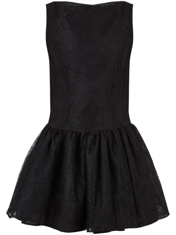 Nina Ricci>>ペプラムヘムミニドレス Nina Ricci ペプラムヘム ミニドレス | ブラック | FARFETCH JP