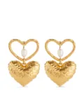 Nina Ricci double heart brass earrings - Gold