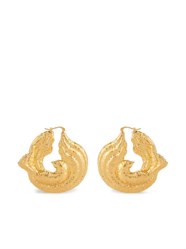 Nina Ricci Twisted Brass Earrings in Gold