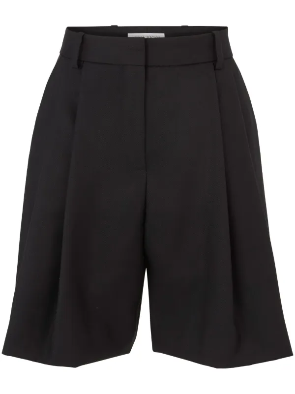 Nina Ricci Pleat-detail Wide-leg Wool Shorts in Black