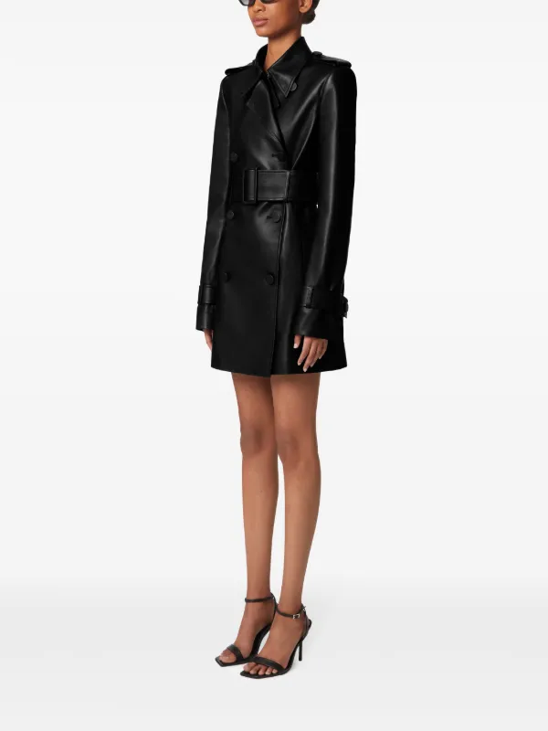 Nina Ricci Halter Leather Trench Coat | Black | FARFETCH