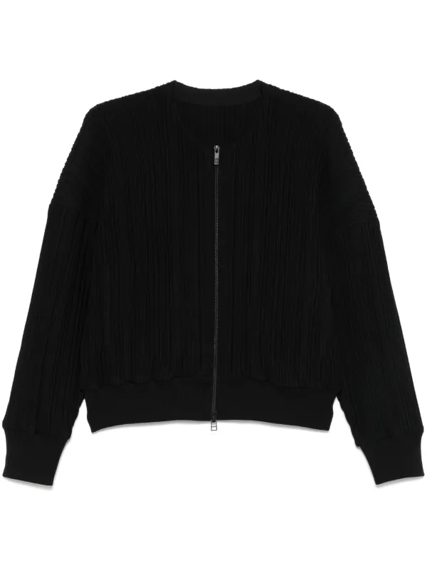 Pleats Please Issey Miyake Crepe Knit Jacket | Black | FARFETCH IN