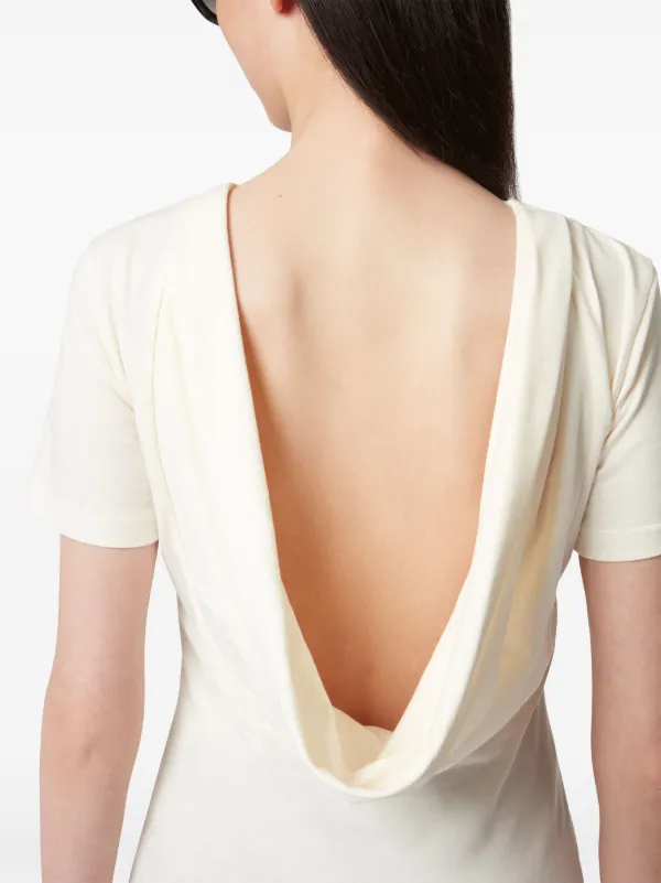 Tシャツ・カットソー NINA RICCI T-SHIRT WITH DEEP DRAPED BACK NECKLINE Nina Ricci Plunging Draped Back T-shirt | Neutrals | FARFETCH
