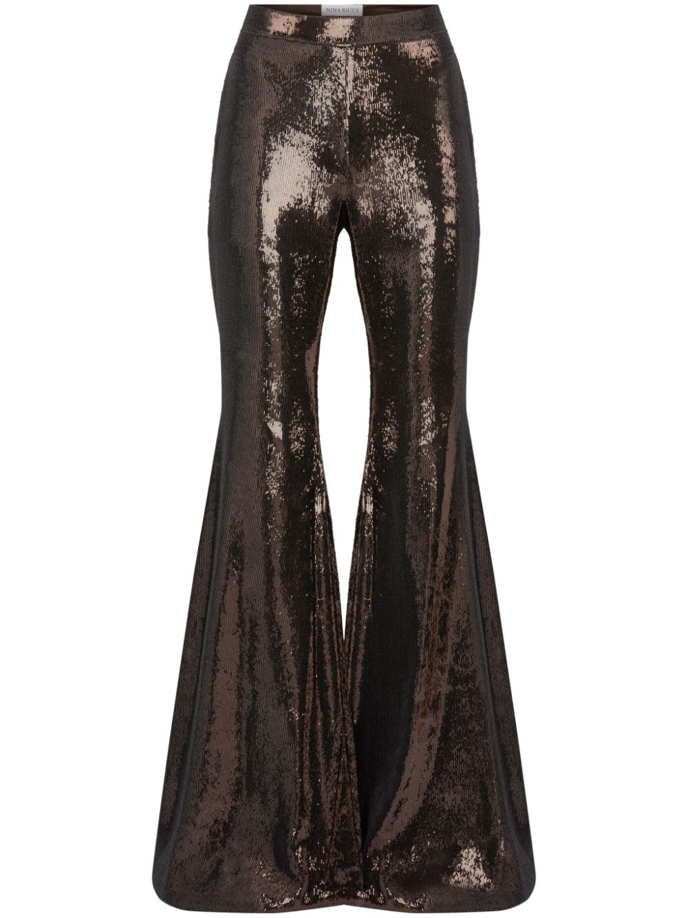 Nina Ricci sequin-embellished flared trousers - Brown