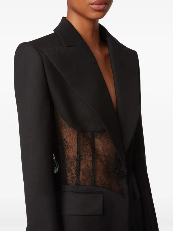 NINA RICCI ニナリッチ ジャケット 25 Twill blazer1016352 Nina Ricci lace-panel Blazer | Black | FARFETCH