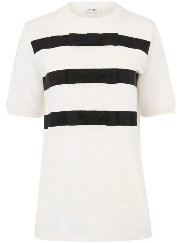 Nina Ricci>>リボンディテールのコットンジャージーTシャツ Nina Ricci>>リボンディテールのコットンジャージーTシャツ