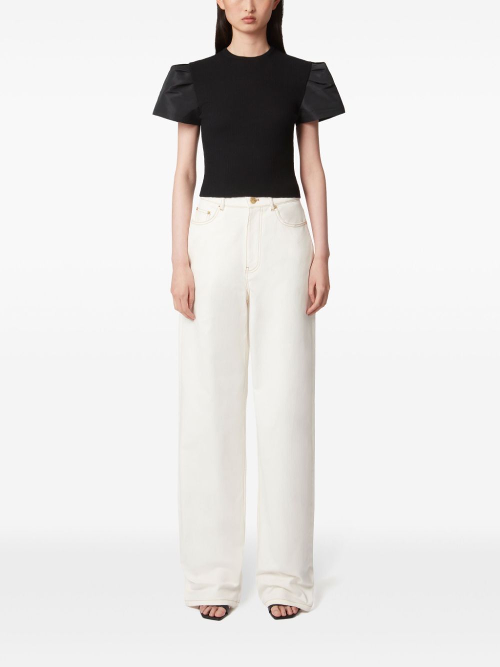 Nina Ricci T-shirt met pofmouwen - Zwart