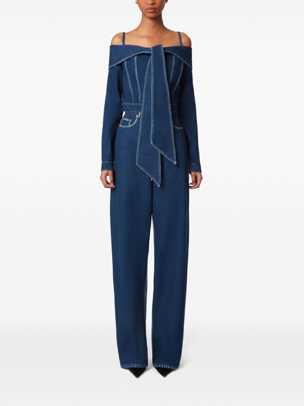 Nina Ricci Off-shoulder denim jack - Blauw