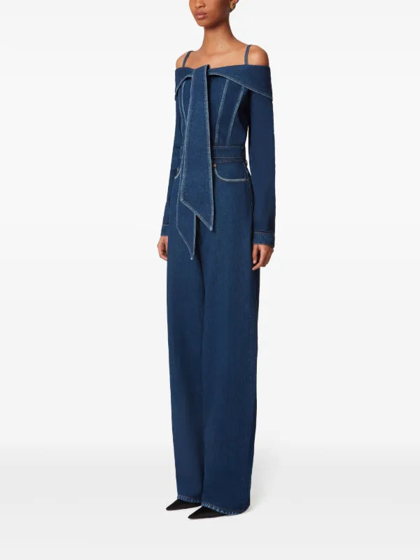 Nina Ricci オフショルダー デニムジャケット | ブルー | FARFETCH JP