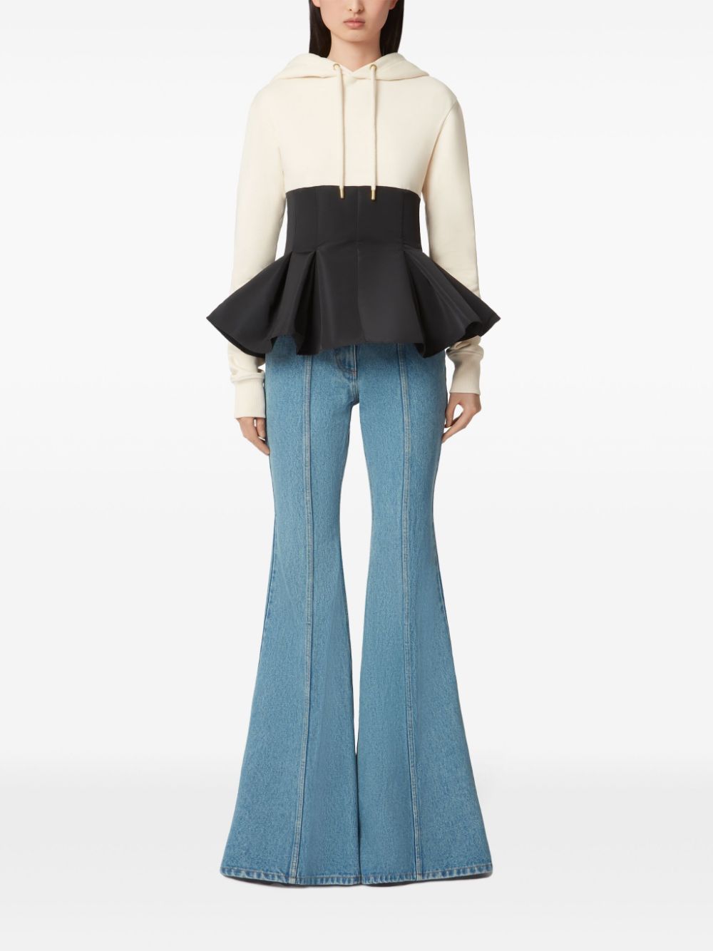 Nina Ricci contrasting-peplum hoodie Women