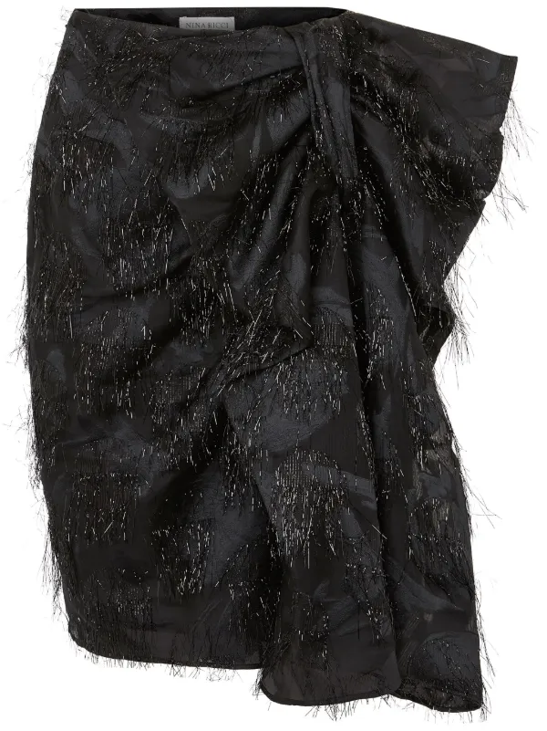 Nina Ricci Asymmetric Bow Skirt in Black