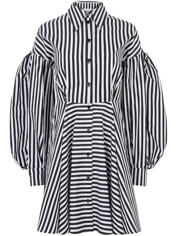 送料込/関税込■NINA RICCI■ストライプミニドレス Nina Ricci ストライプ ミニドレス | ホワイト | FARFETCH JP