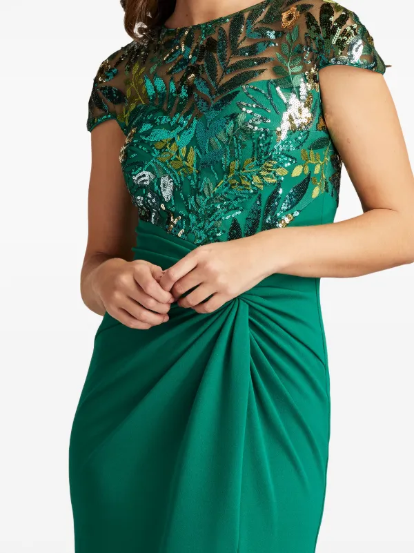 Tadashi Shoji Draped Gown Green FARFETCH JO