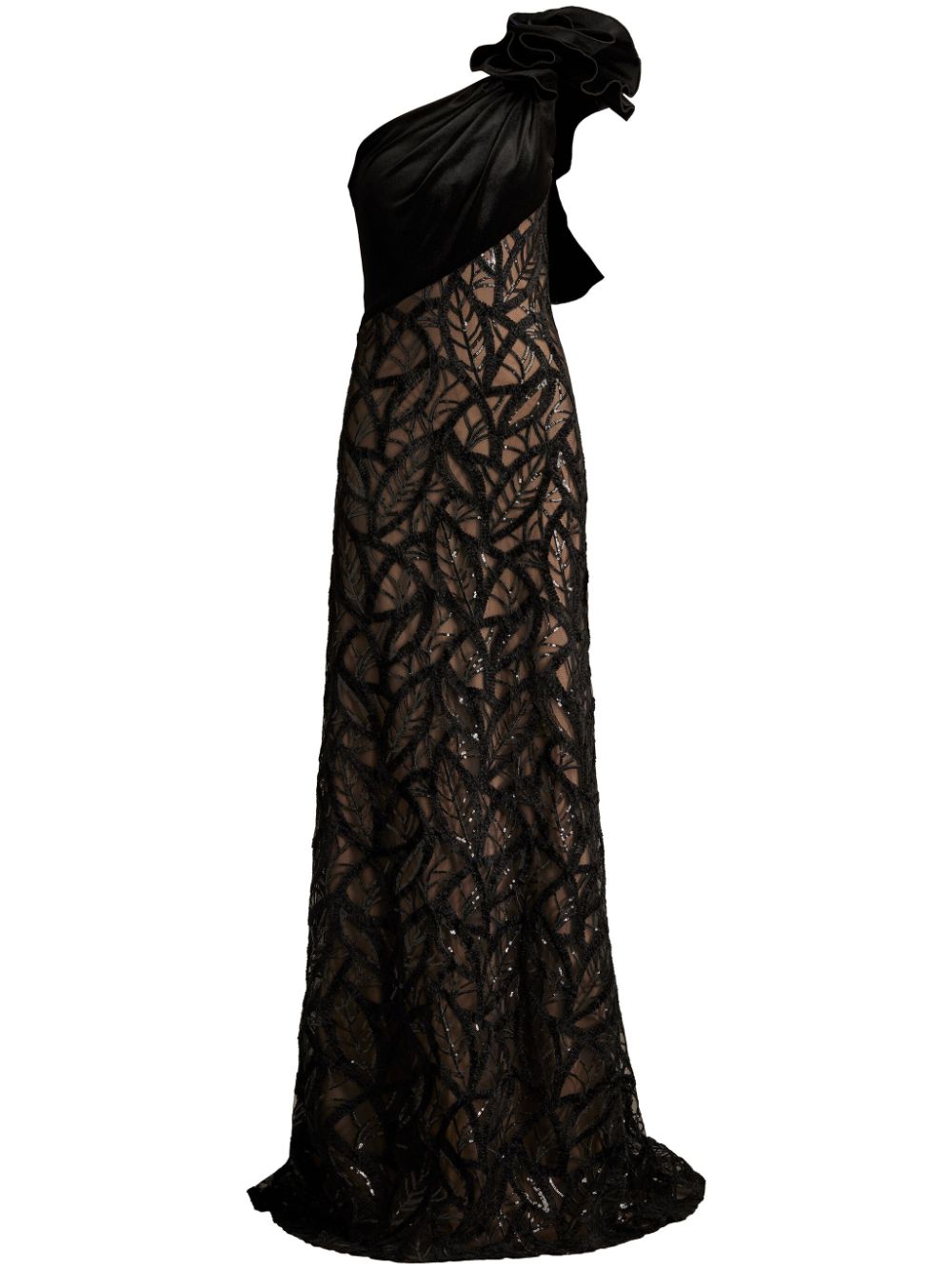 Tadashi Shoji Caraway one-shoulder gown - Black