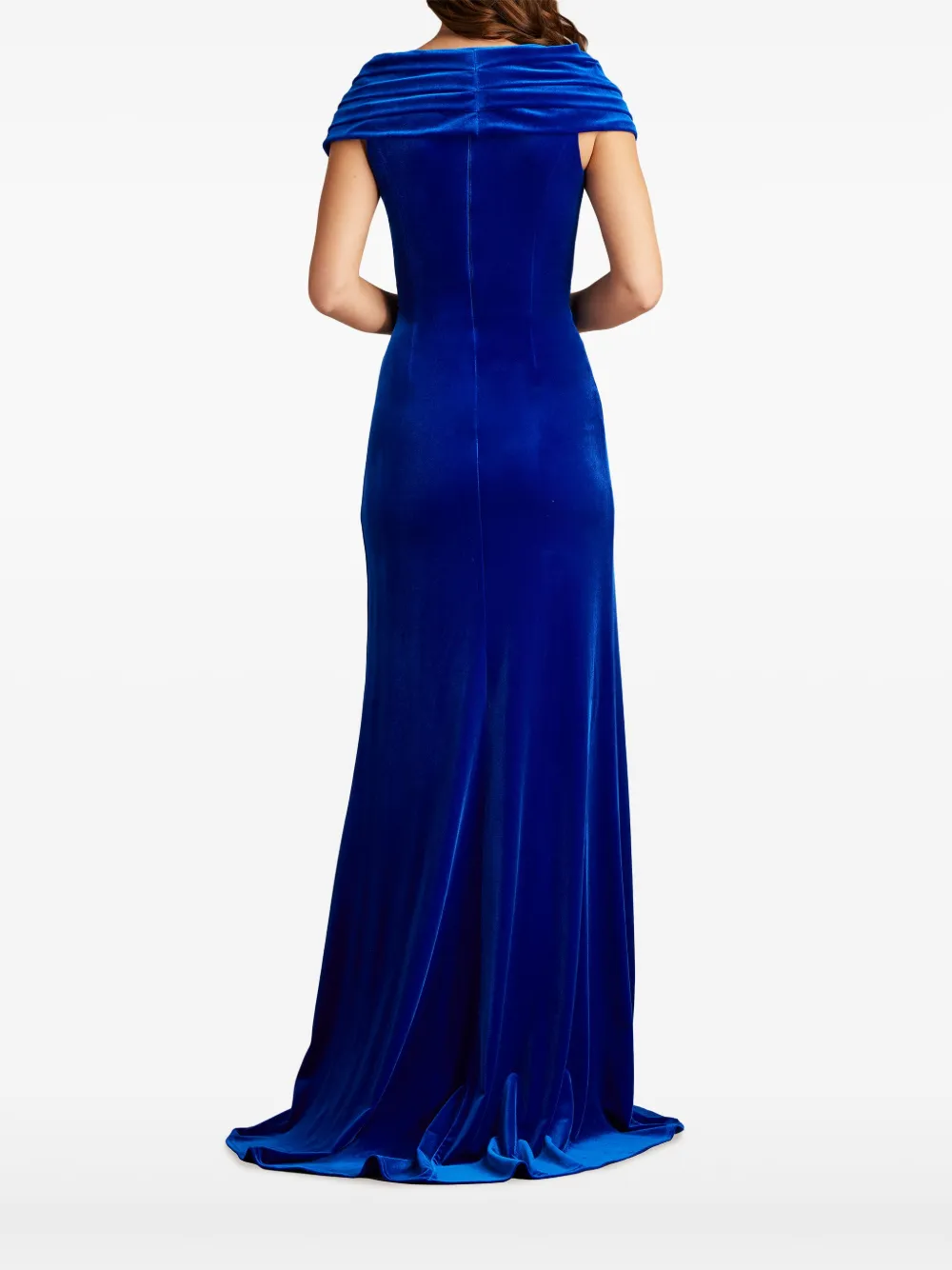 Tadashi Shoji Portrait Collar Velvet Gown In Blue