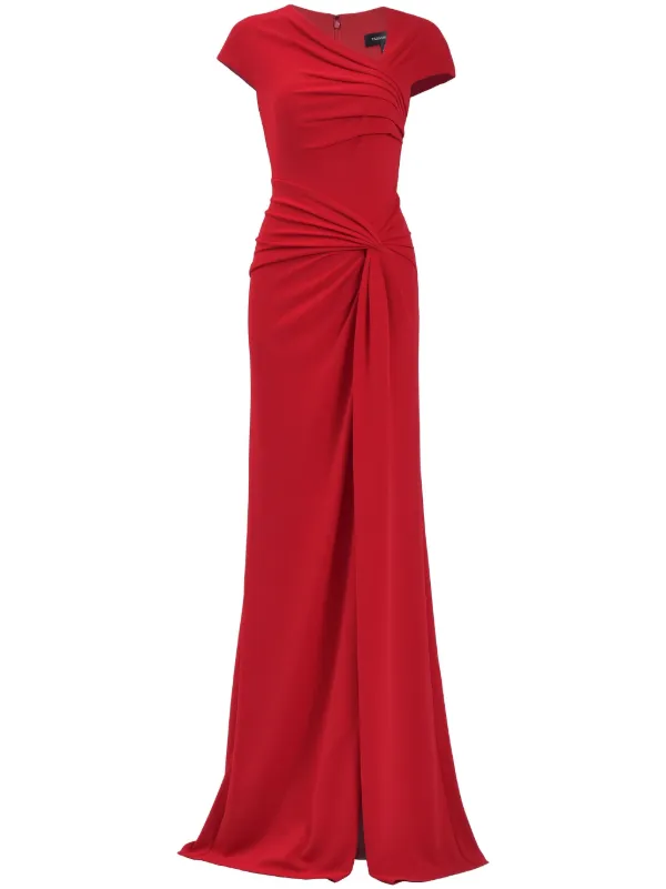 Tadashi Shoji Russo Asymmetric Twist-Knot Gown Red